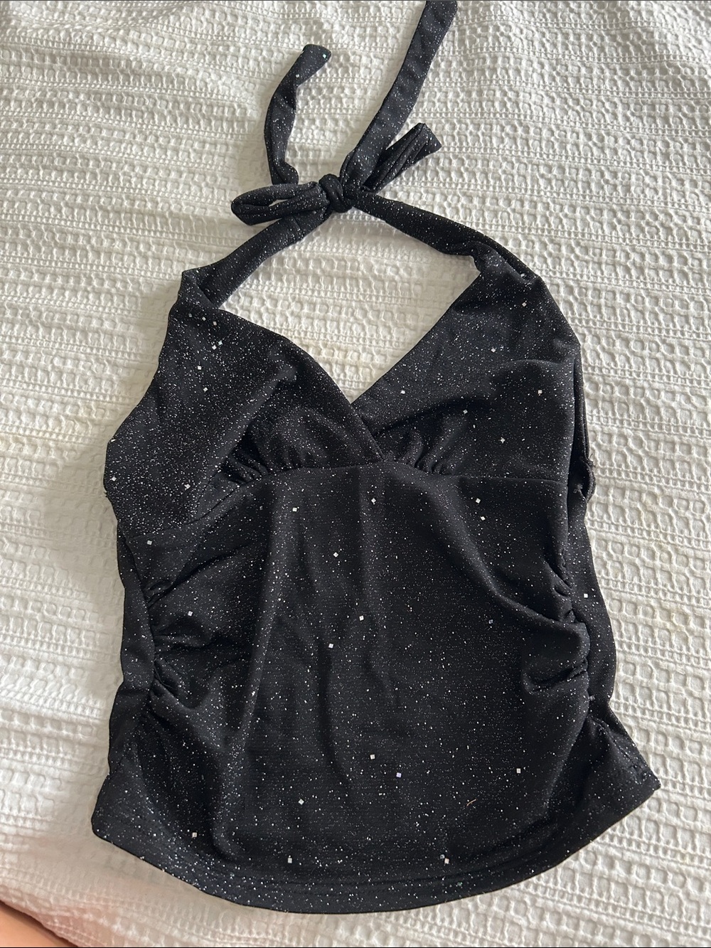 Black Halter Sparkle Tank Top